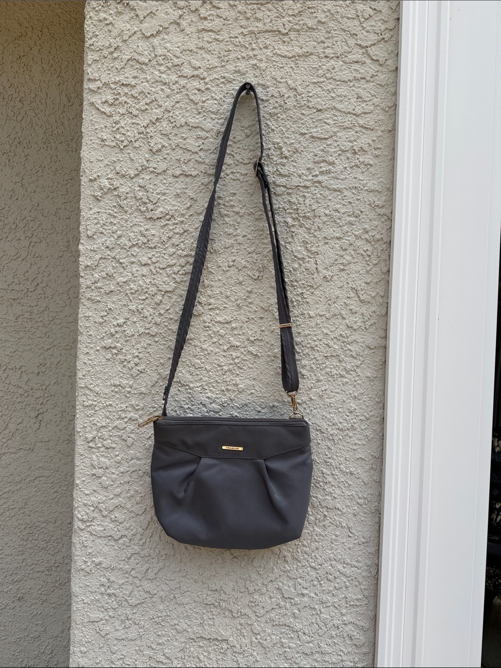 Travelon Grey Nylon Crossbody Travel Purse